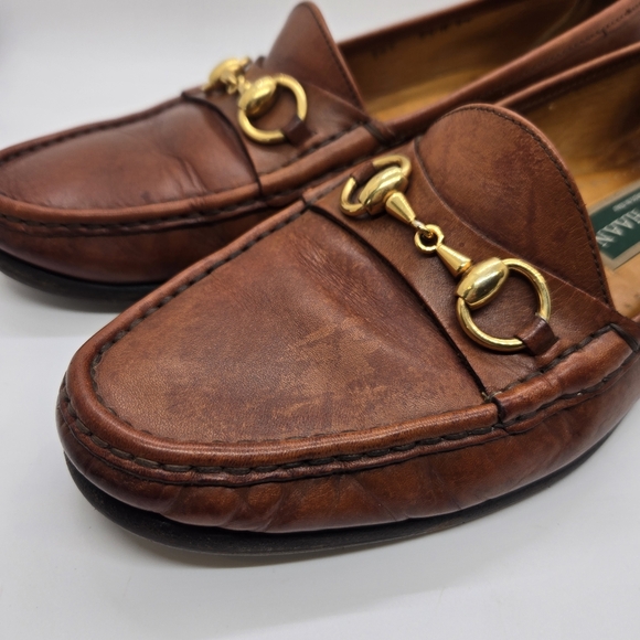 Cole Haan Horsebit Loafers 9.5 Men's Luggage Brown Vintage Italian Leather - Picture 10 of 15